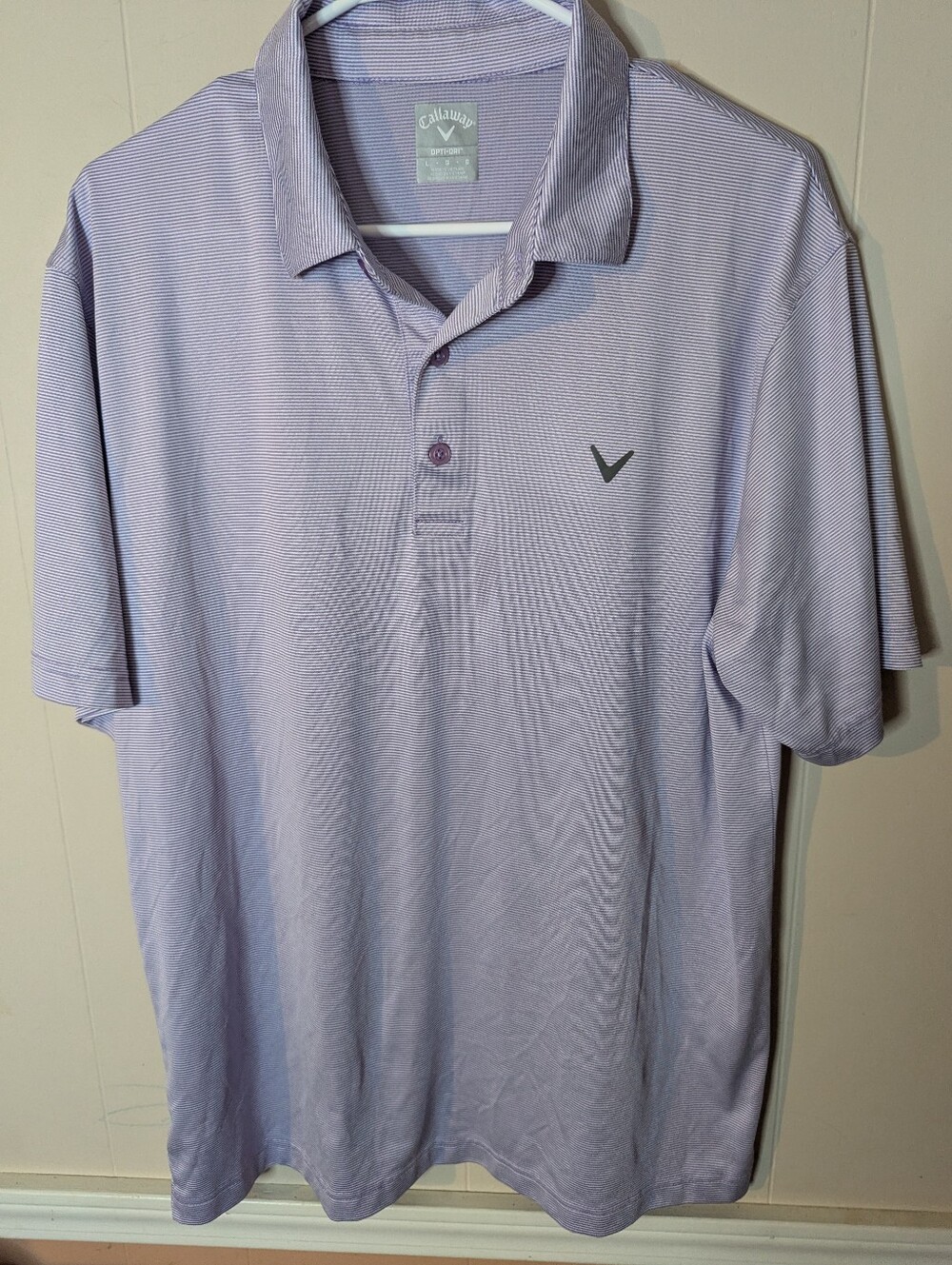 Callaway Opti-Dri performance Golf Polo Men's Size Large Shirt Purple Striped